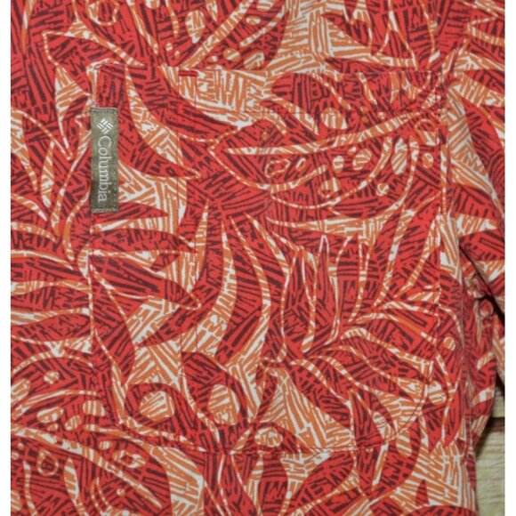 Columbia Men's Red Hawaiian Palm Print Button Front Shirt Size XL Beach Vacay - Picture 3 of 9